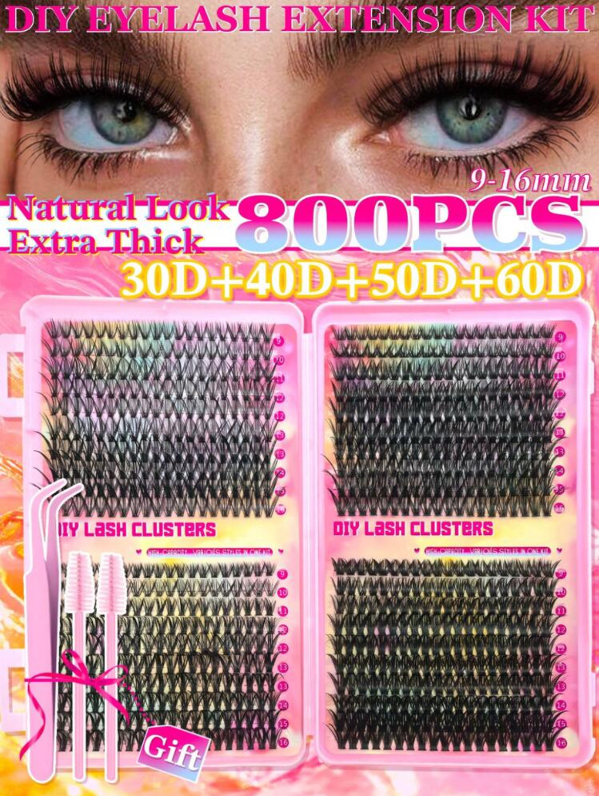 Set 800 piezas de pestañas individuales para extensiones
